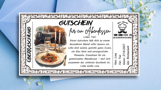 Gutschein für ein Abendessen
