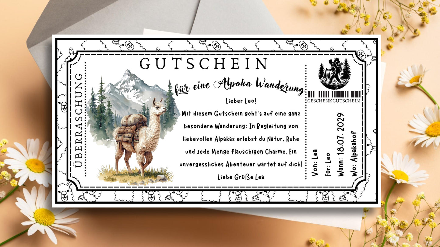 Gutschein für eine Alpaka Wanderung