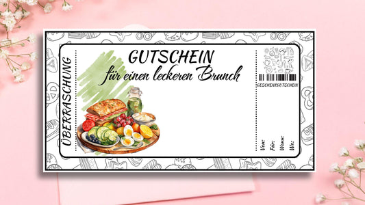 Digitaler Brunch Gutschein Vorlage | Geschenkidee zum Ausdrucken | Sofort Download PDF Frühstück & Erlebnisgeschenk