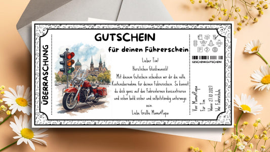 Gutschein für einen Motorrad Führerschein