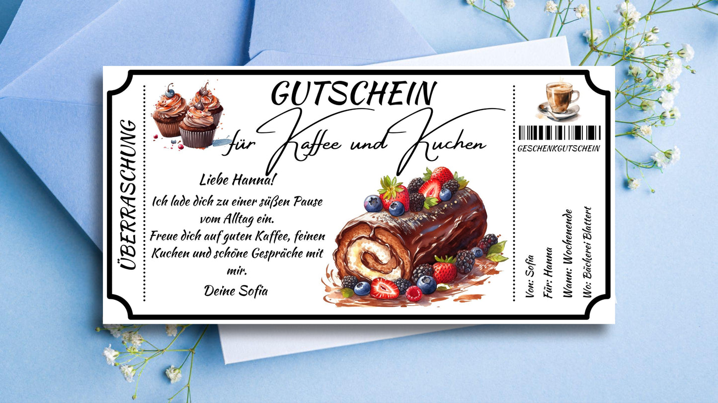 Gutschein für Kaffee und Kuchen