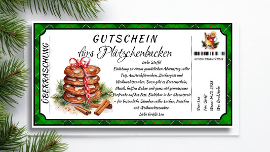 Gutschein fürs Plätzchenbacken zum Weihnachten