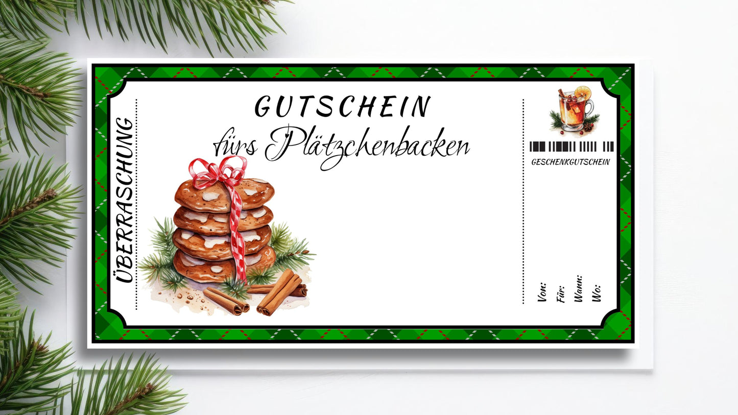 Gutschein fürs Plätzchenbacken zum Weihnachten