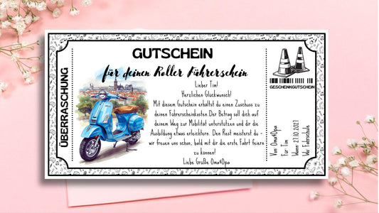 Gutschein für einen Roller Führerschein