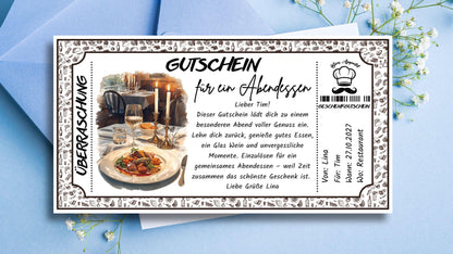 Gutschein für ein Abendessen