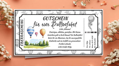 Gutschein für eine Ballonfahrt