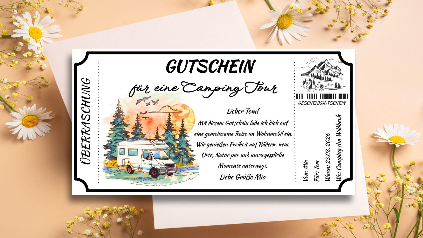 Gutschein für eine Camping Tour