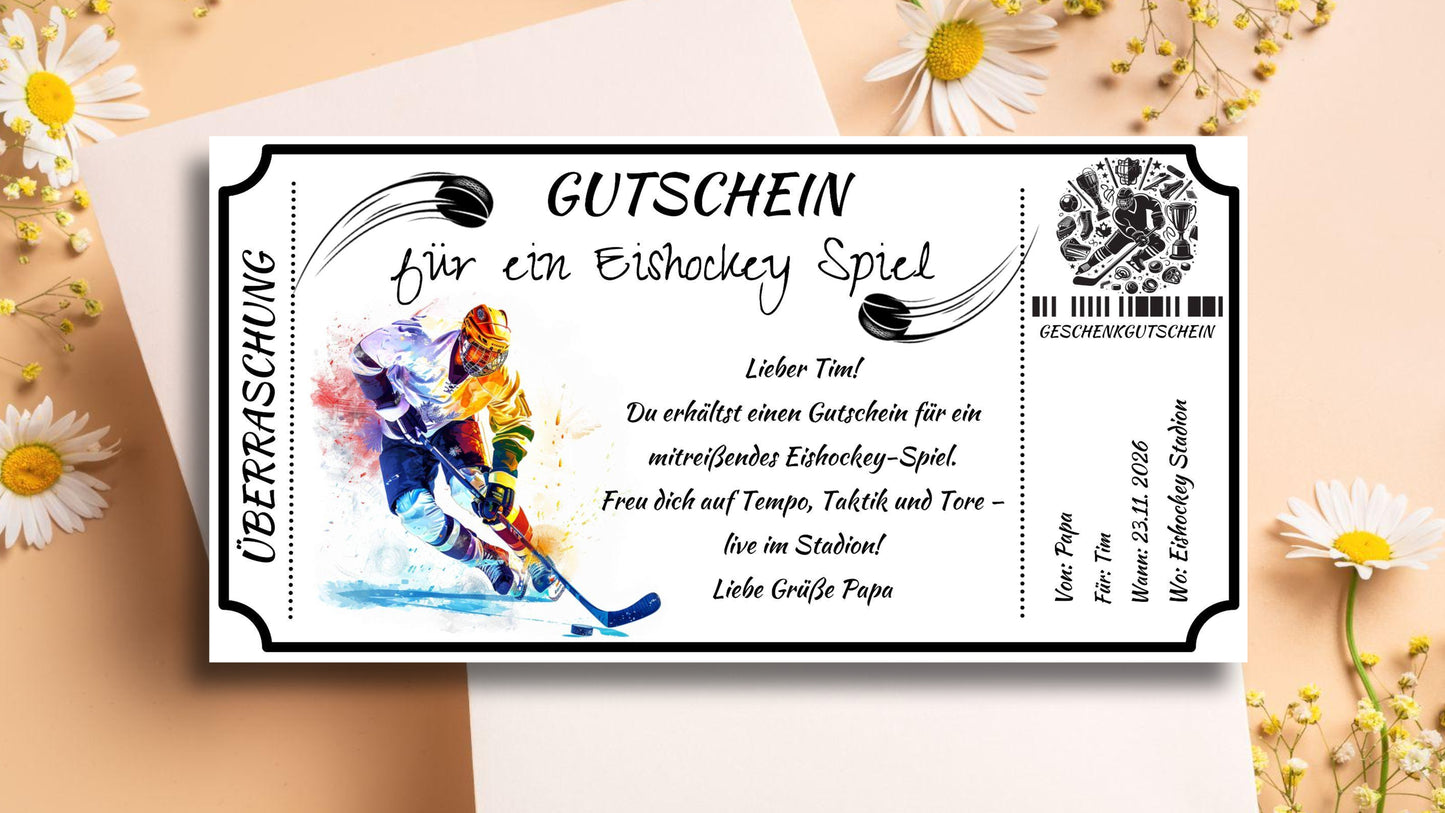 Gutschein für ein Eishockey Spiel