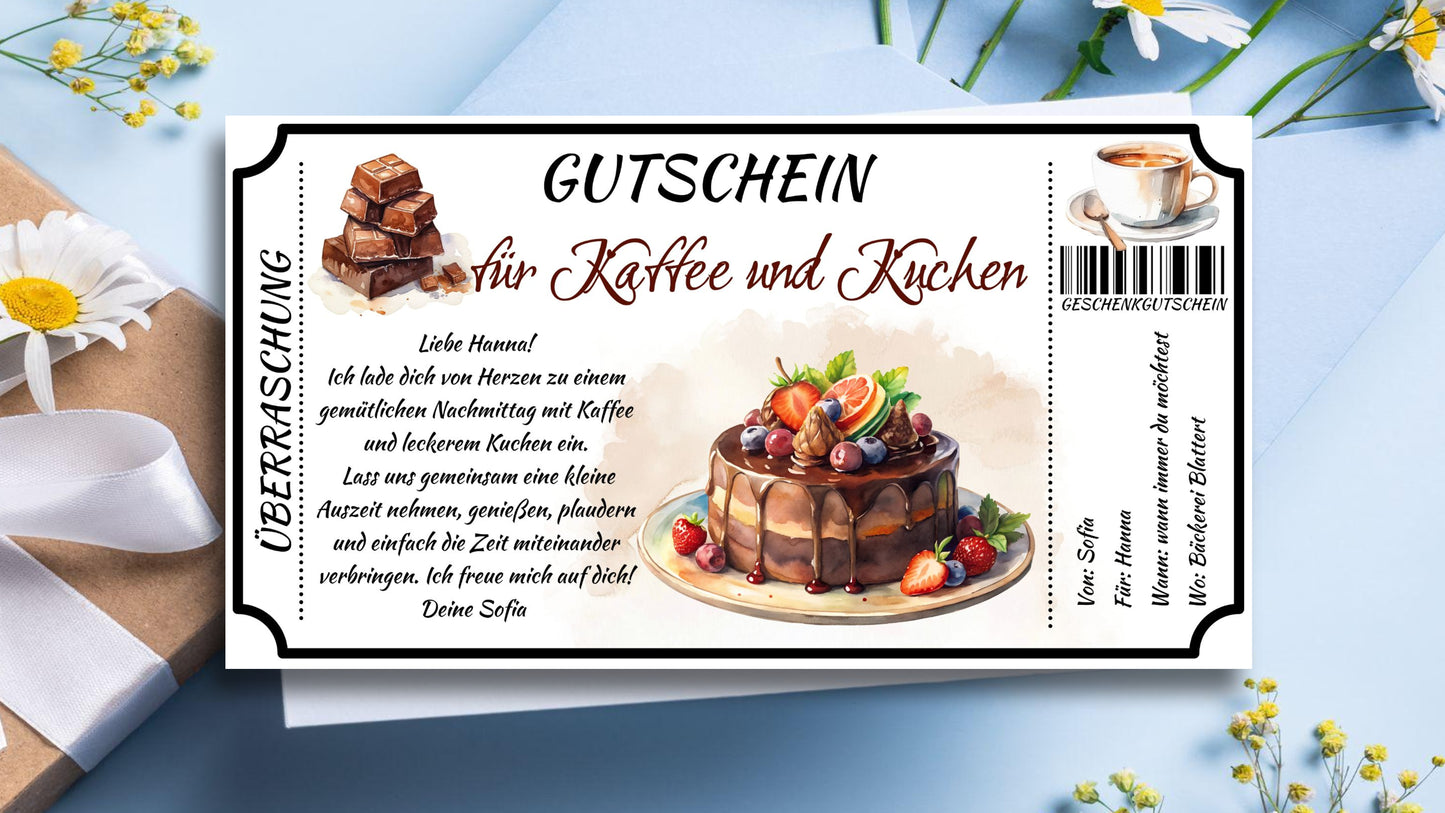 Gutschein Für Kaffee und Kuchen