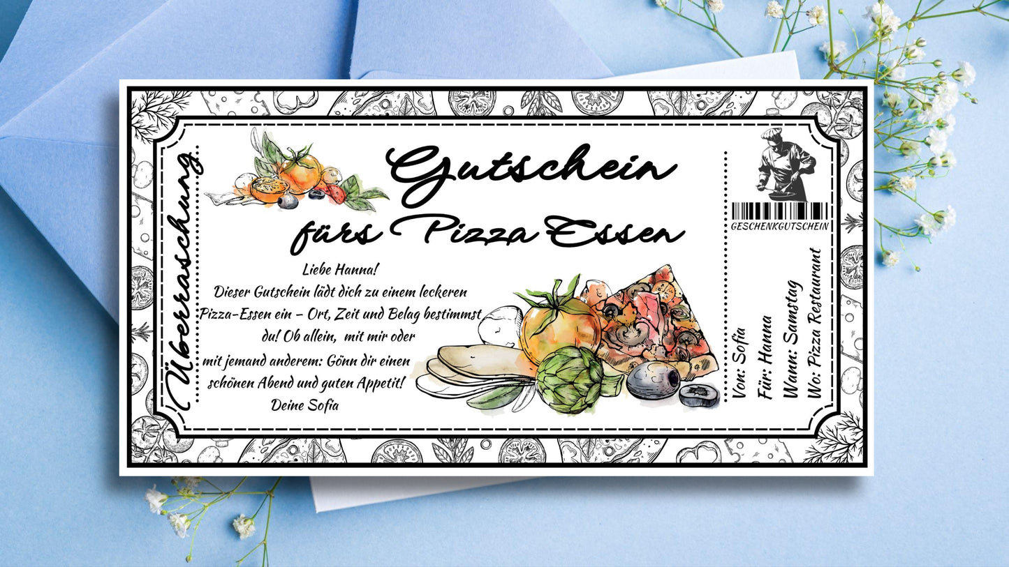 Gutschein für ein Pizza Essen