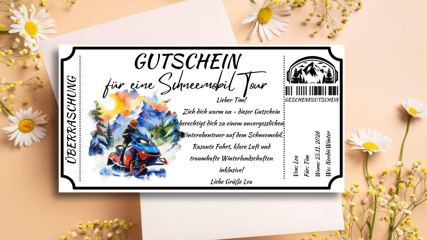 Gutschein für eine Schneemobil Tour