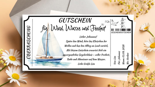 Gutschein für ein Segelerlebnis