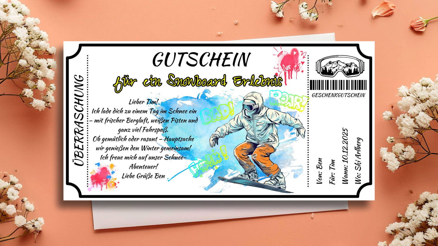 Gutschein für ein Snowboard Erlebnis