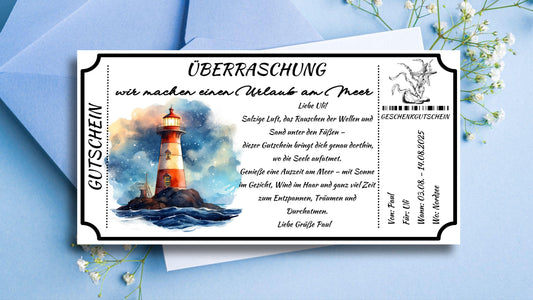 Gutschein für einen Urlaub am Meer