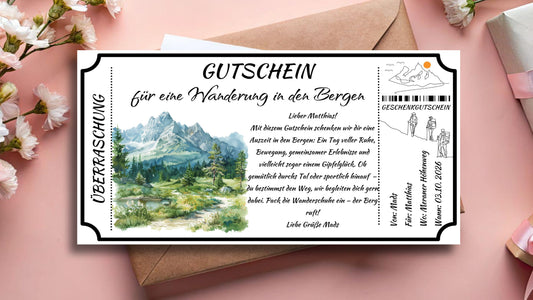 Gutschein für eine Wanderung in den Bergen
